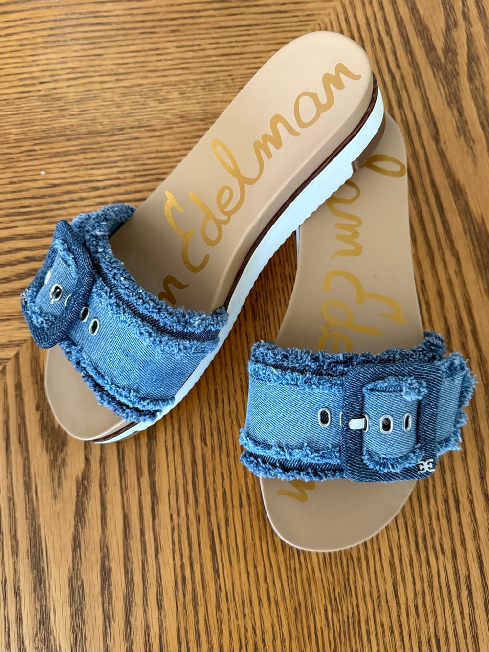 SAM EDELMAN Ariane Platform Slide Sandal - Denim Blue